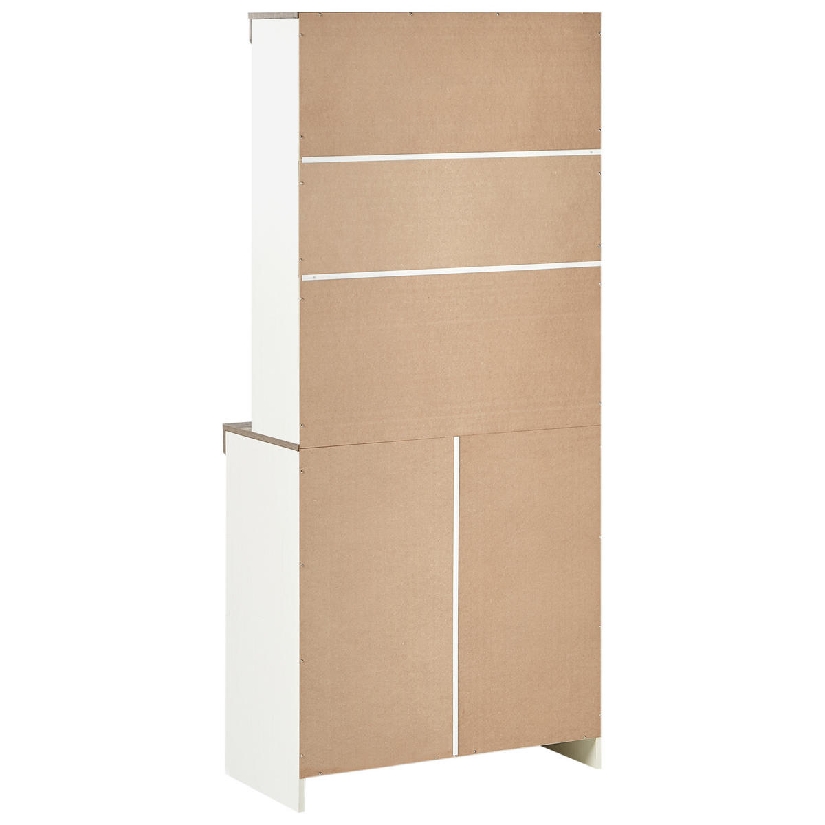 VITRÍNA se skleněnými dveřmi 80 cm Hnědá/Bílá Kalbarri - bílá/barva mosazi, kompozitní dřevo (80/178/39cm) - Beliani