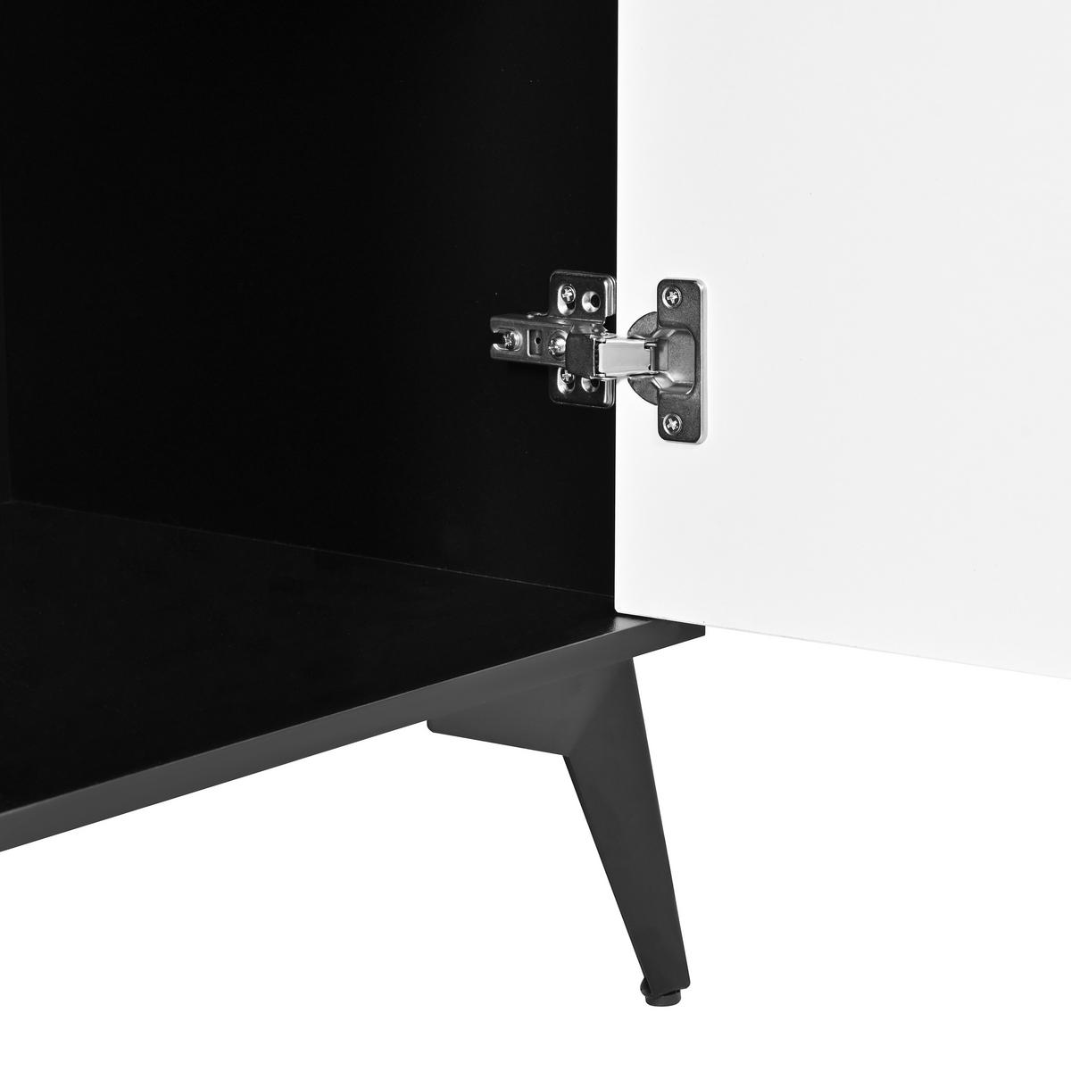 BUFFET DE-37617 80/40/180 cm mit LED-Beleuchtung Weiß/Schwarz - Schwarz/Weiß, Holzwerkstoff (80/180/40cm) - ComfortXL