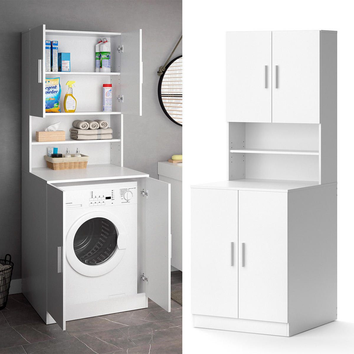 WASCHMASCHINENSCHRANK Liana Weiß 70.5 x 190.5 cm - Weiß, Holzwerkstoff (70.5/190.5/70cm) - Vicco