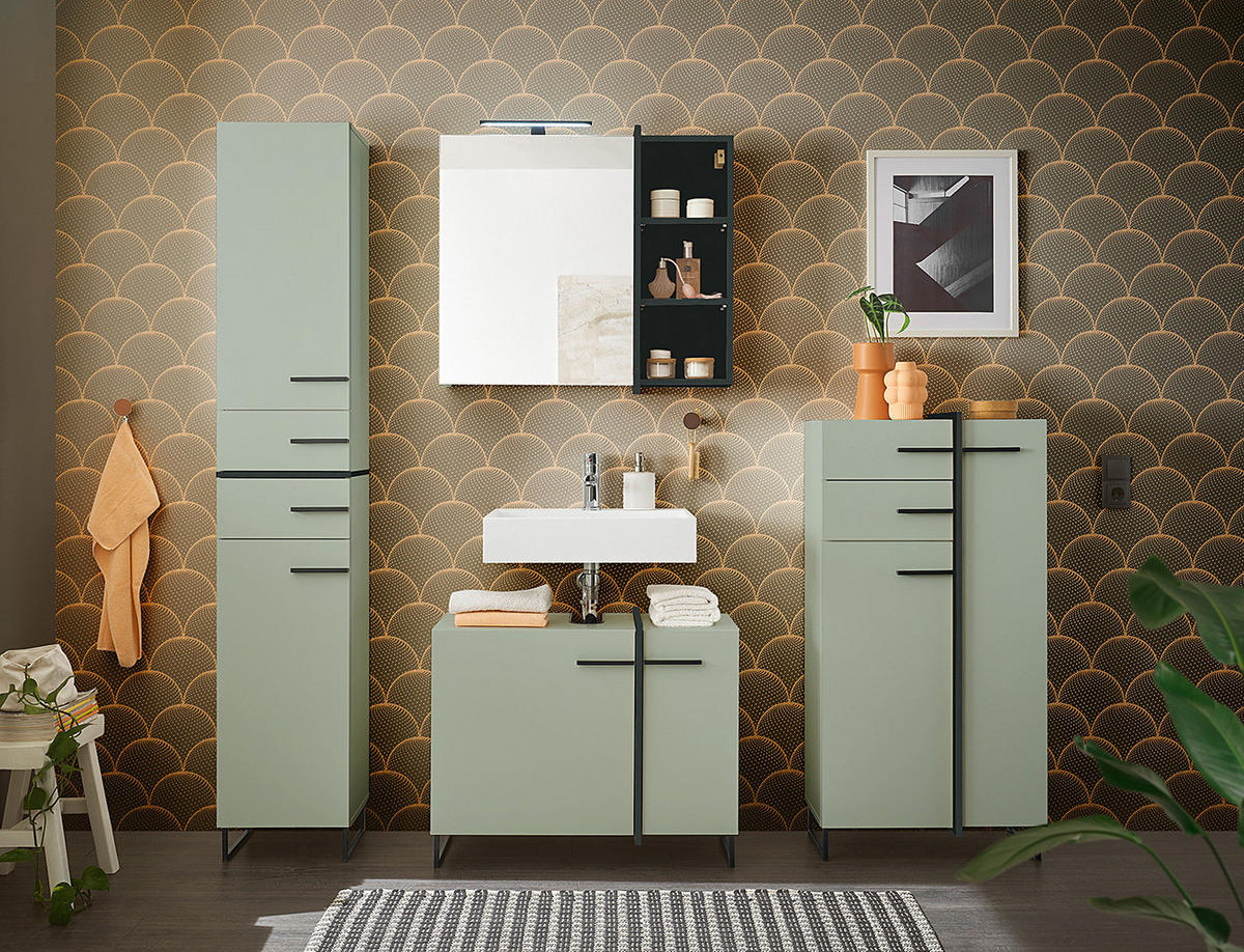 MIDISCHRANK - Mintgrün/Grau, Holzwerkstoff (60/119/35cm) - home24