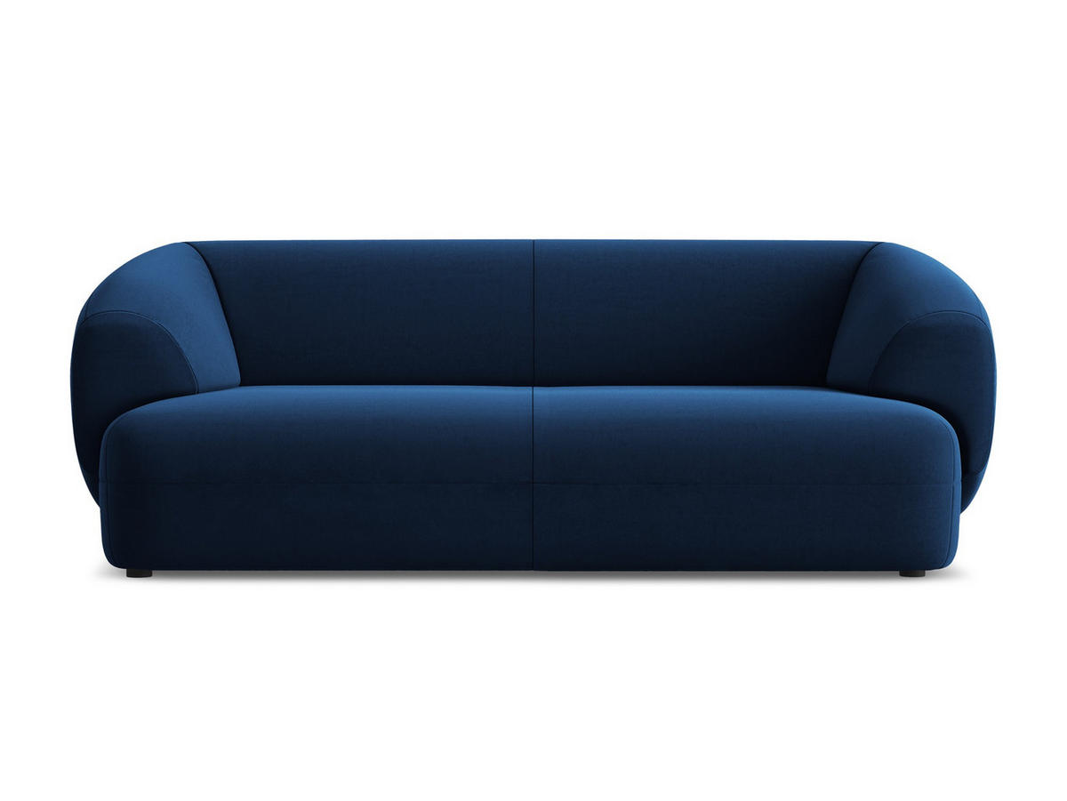 3-SITZER SOFA Samt Stoff Blau - Blau/Schwarz, Kunststoff/Textil (212/81/98cm) - Makamii