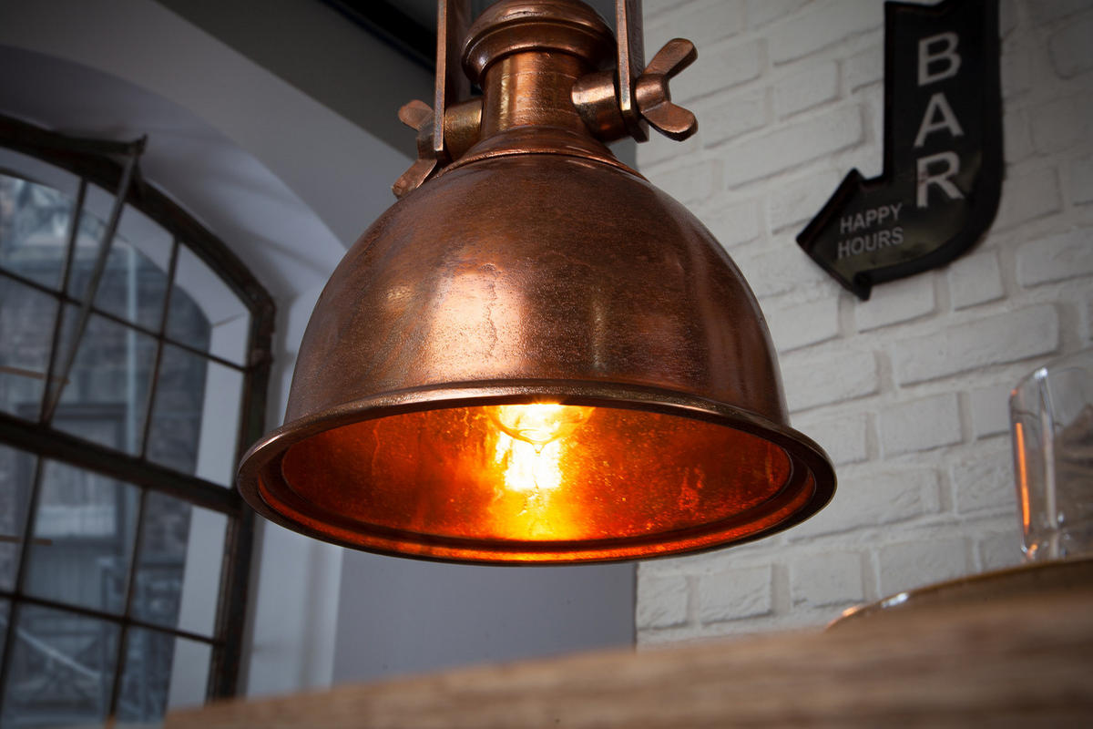 HÄNGELEUCHTE INDUSTRIAL Metall Kupfer 45 cm - Kupferfarben, Metall (29/29/45cm) - riess-ambiente