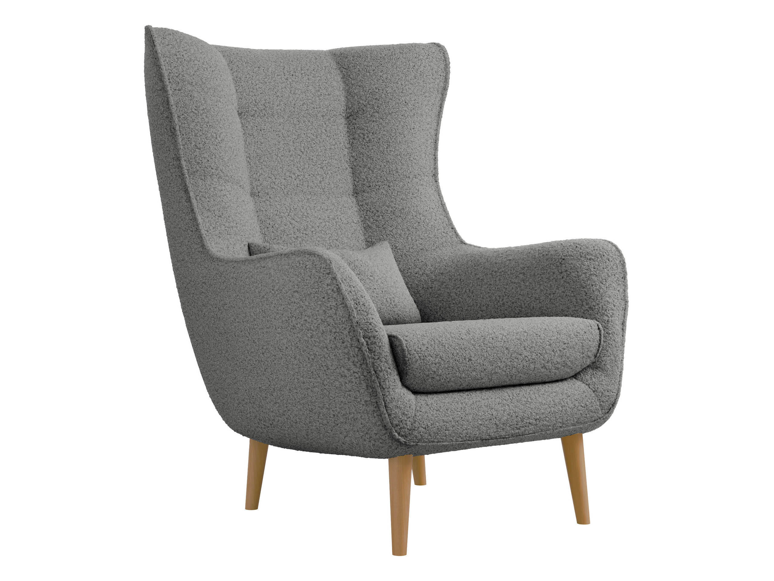 SESSEL Estjano Boucle - Beige/Grau, Holz/Textil (80/106/95cm) - MIRJAN24