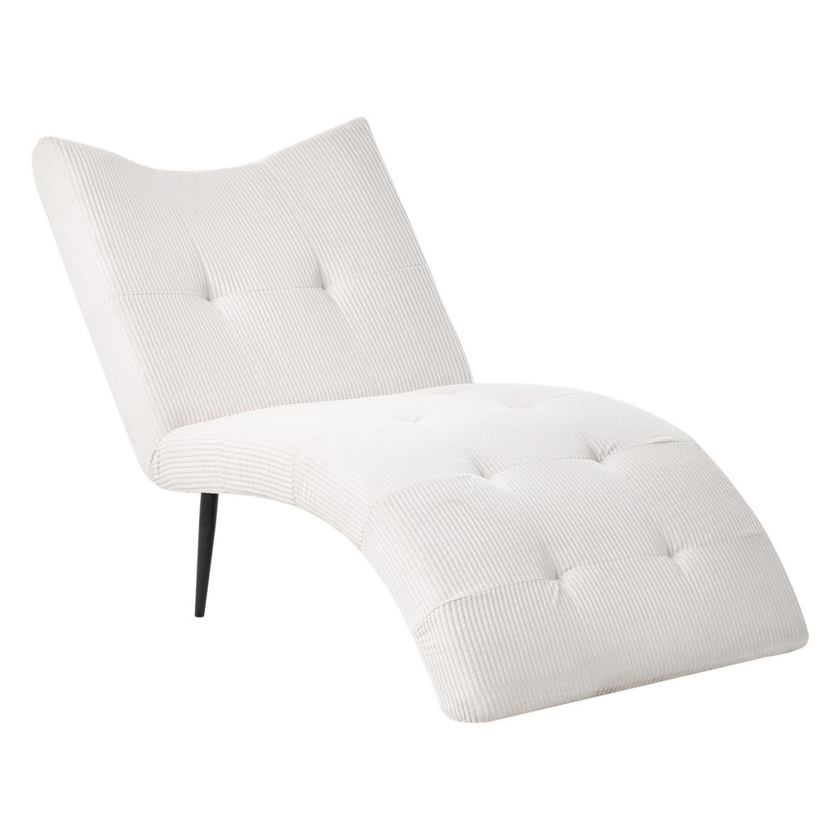 ČALOUNĚNÉ LEHÁTKO CHAISE LONGUE Manšestr Krémově bílé Quilly - bílá/černá, textil (83/97/153cm) - Beliani