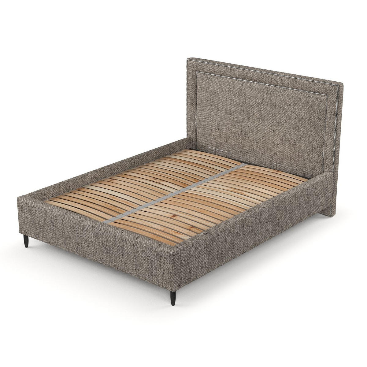 POLSTERBETT Baleine Brown 140/200 cm im Webstoff - Schwarz/Naturfarben, Holz/Holzwerkstoff (140/200cm) - Maison de Reve