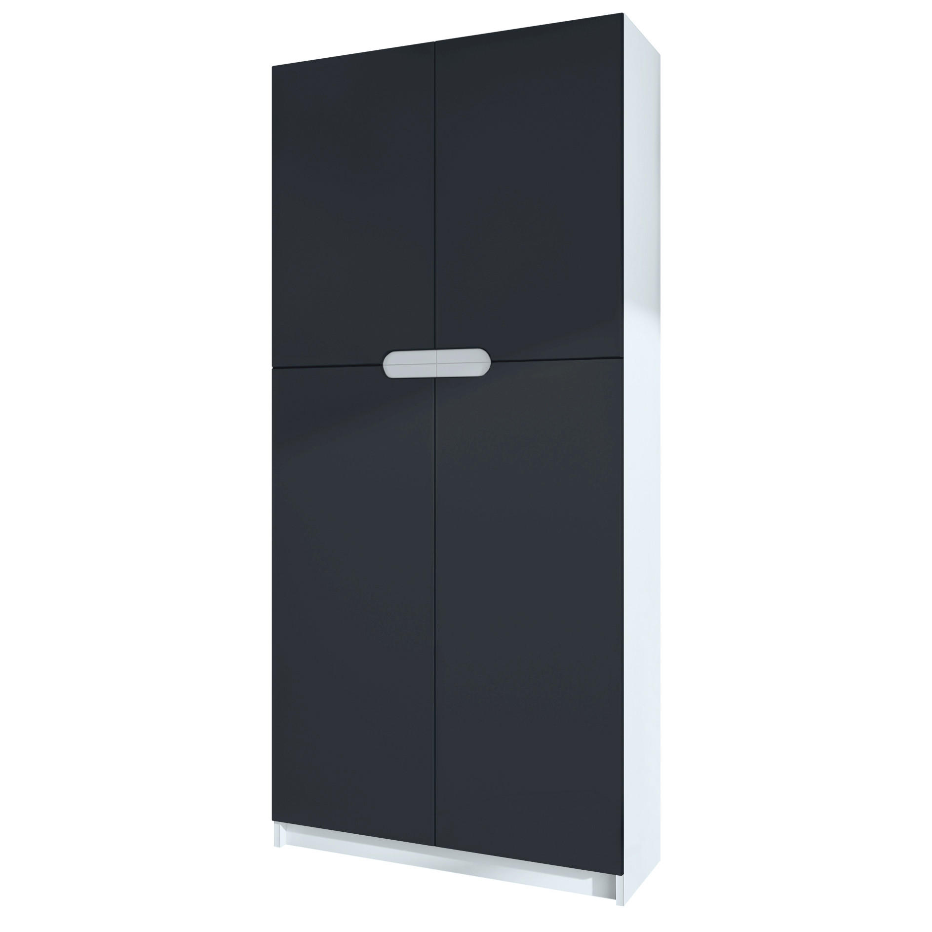 BÜROSCHRANK Logan Fronten in Schwarz matt - Schwarz, Holzwerkstoff (82/185/37cm) - Vladon