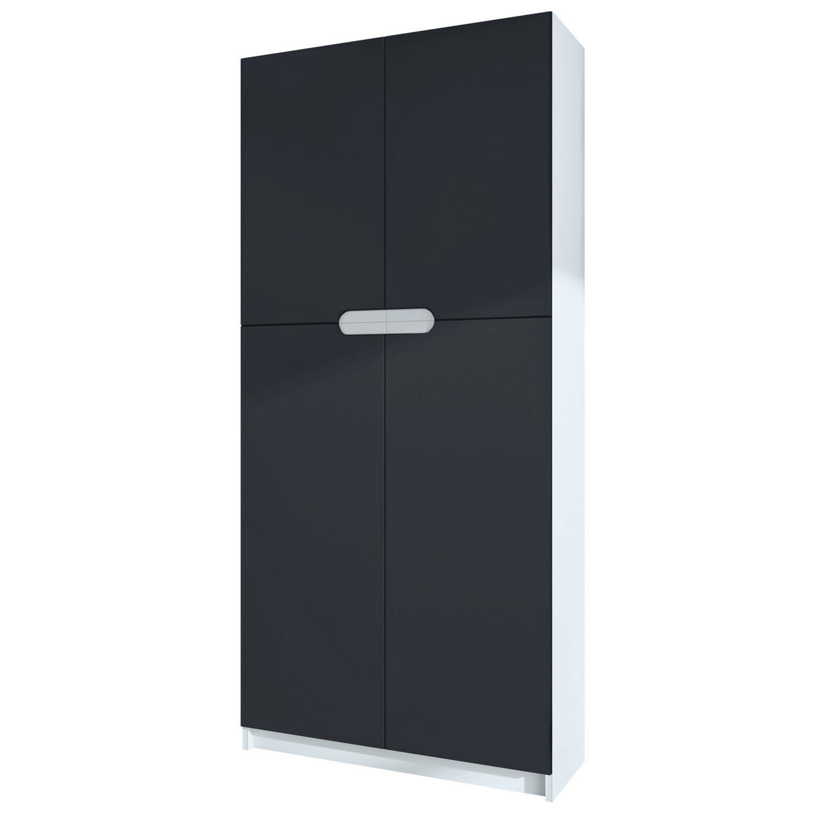 BÜROSCHRANK Logan Fronten in Schwarz matt - Schwarz, Holzwerkstoff (82/185/37cm) - Vladon