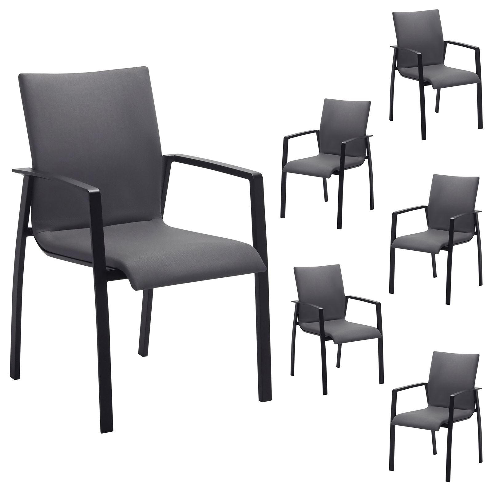GARTENSTUHL VERANO 6ER-SET - Grau, Textil (57/89/62cm) - IDIMEX
