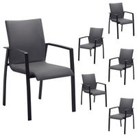 GARTENSTUHL VERANO 6ER-SET - Grau, Textil (57/89/62cm) - IDIMEX