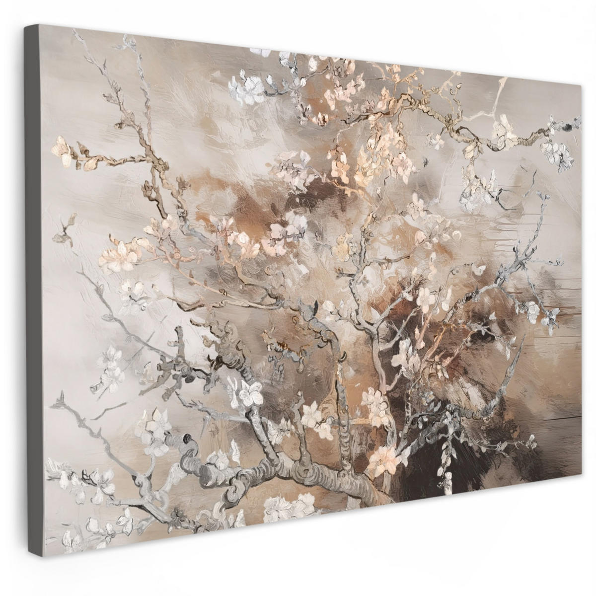 LEINWANDBILD Mandelblüte - Kunst - Van Gogh - Beige - Abstrakt XXL 150x100 cm - Braun, Textil (150/100cm) - MuchoWow