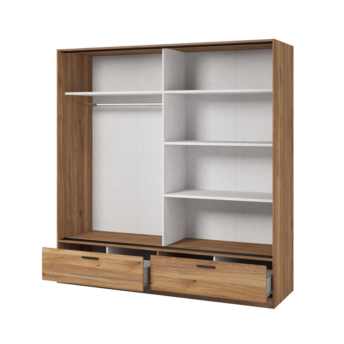SCHWEBETÜRENSCHRANK BETTINA 180/209/61 cm 2-türig mit Spiegel Eiche Mauvella - Eichefarben, Holzwerkstoff (180/209/61cm) - MASSENO