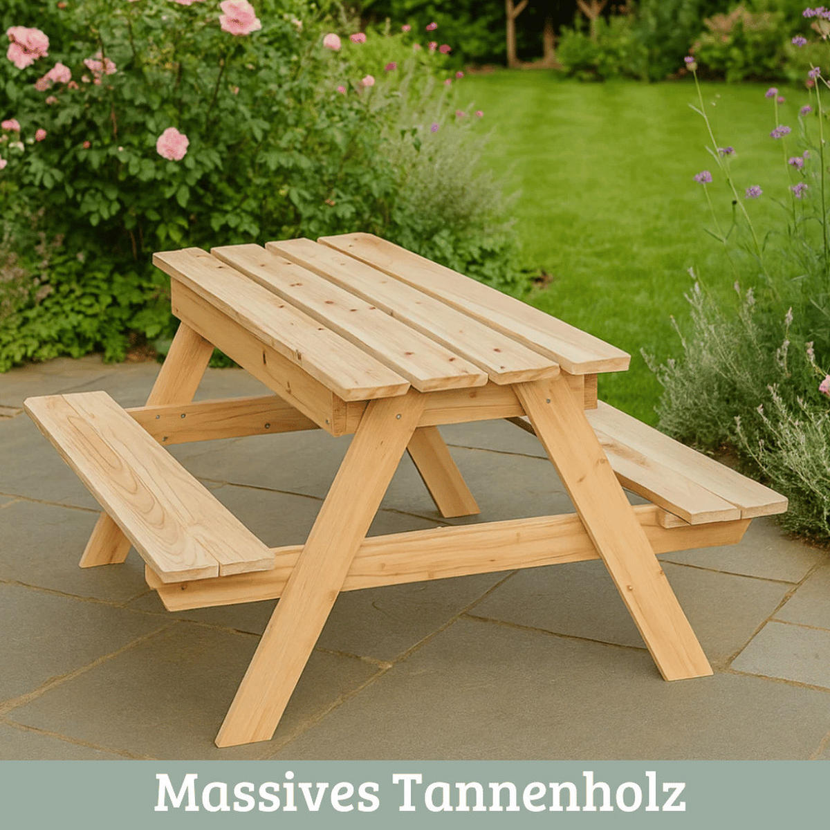 PICKNICKTISCH Kinder KLEIS 100cm Gartenbank - Braun, Holz - DELUKE