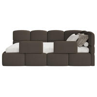 JUGENDBETT Cloudy rechts mit Matratze und Rausfallschutz Bouclé Braun - Braun, Kunststoff/Textil (90/200cm) - Selsey