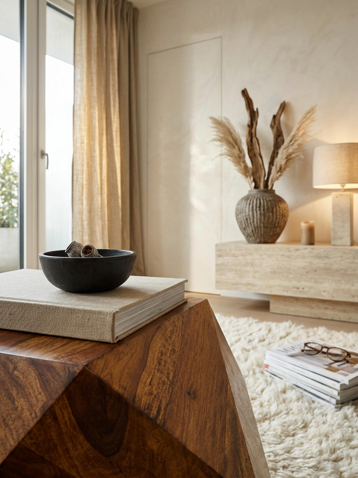 COUCHTISCH aus Sheeshamholz im Diamant-Design, Maße 57x42,5x57 cm, Belastbarkeit 30 kg - Braun, Holz (43/57/57cm) - KADIMA DESIGN