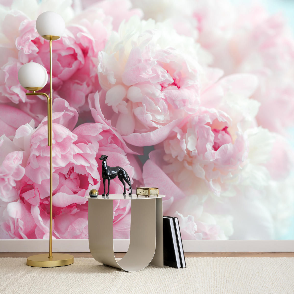 FOTOTAPETE Blumen Pfingstrosen Natur 3D 500x350 - Blau/Rosa, Papier (500/350cm) - Muralo