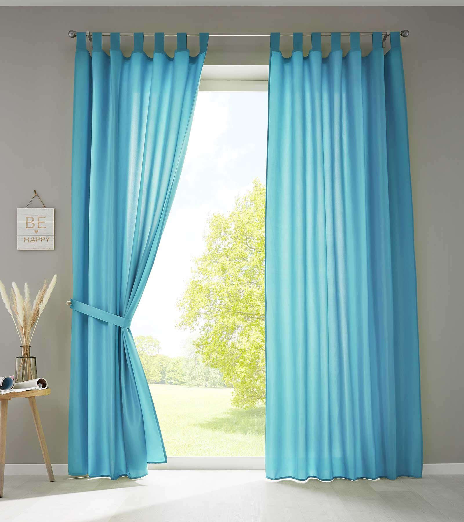 VORHANG 2ER SET POTSDAM HxB 225x140 cm Türkis - Türkis, Textil (140/225cm) - Gardinenbox
