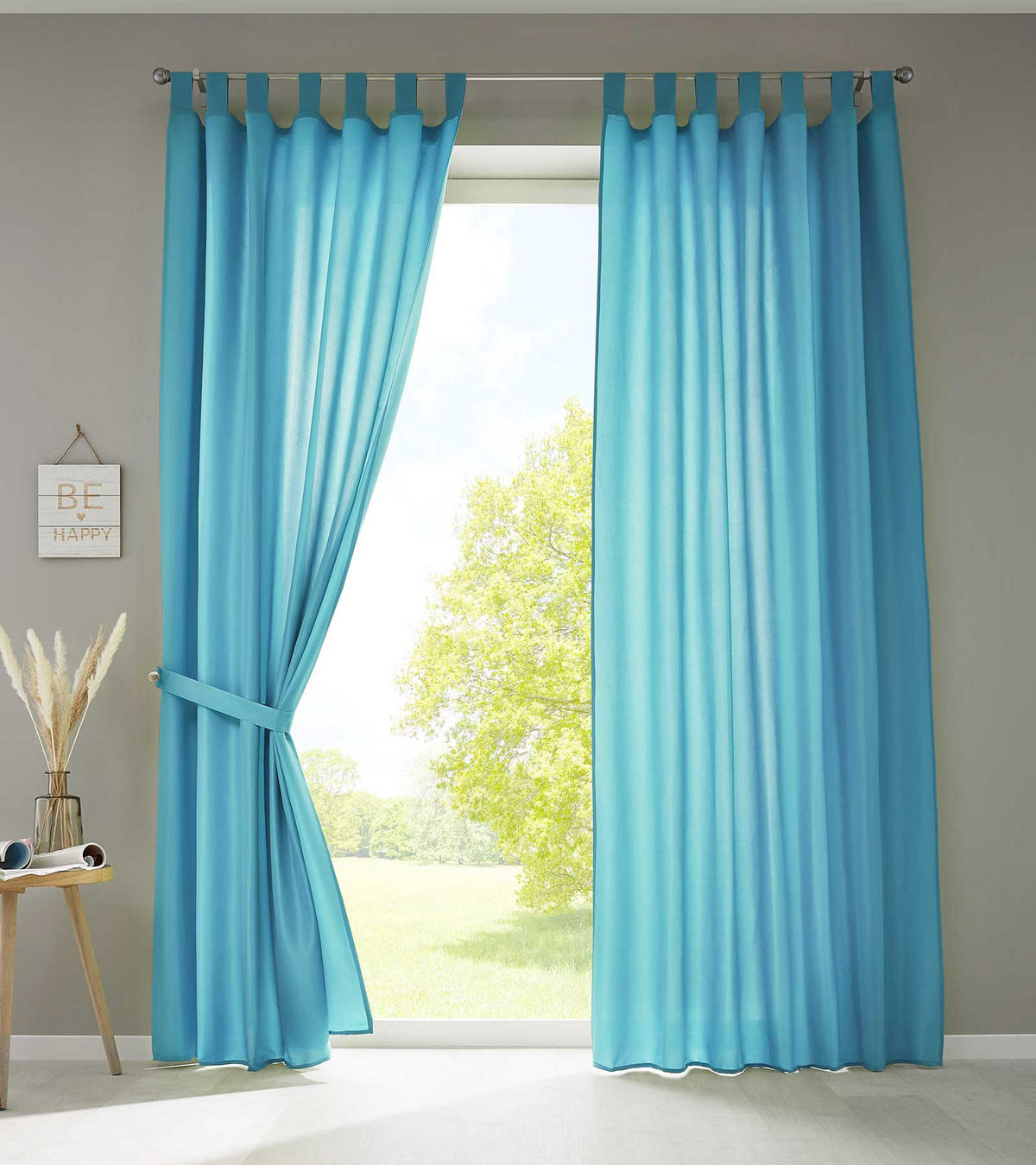 VORHANG 2ER SET POTSDAM HxB 225x140 cm Türkis - Türkis, Textil (140/225cm) - Gardinenbox