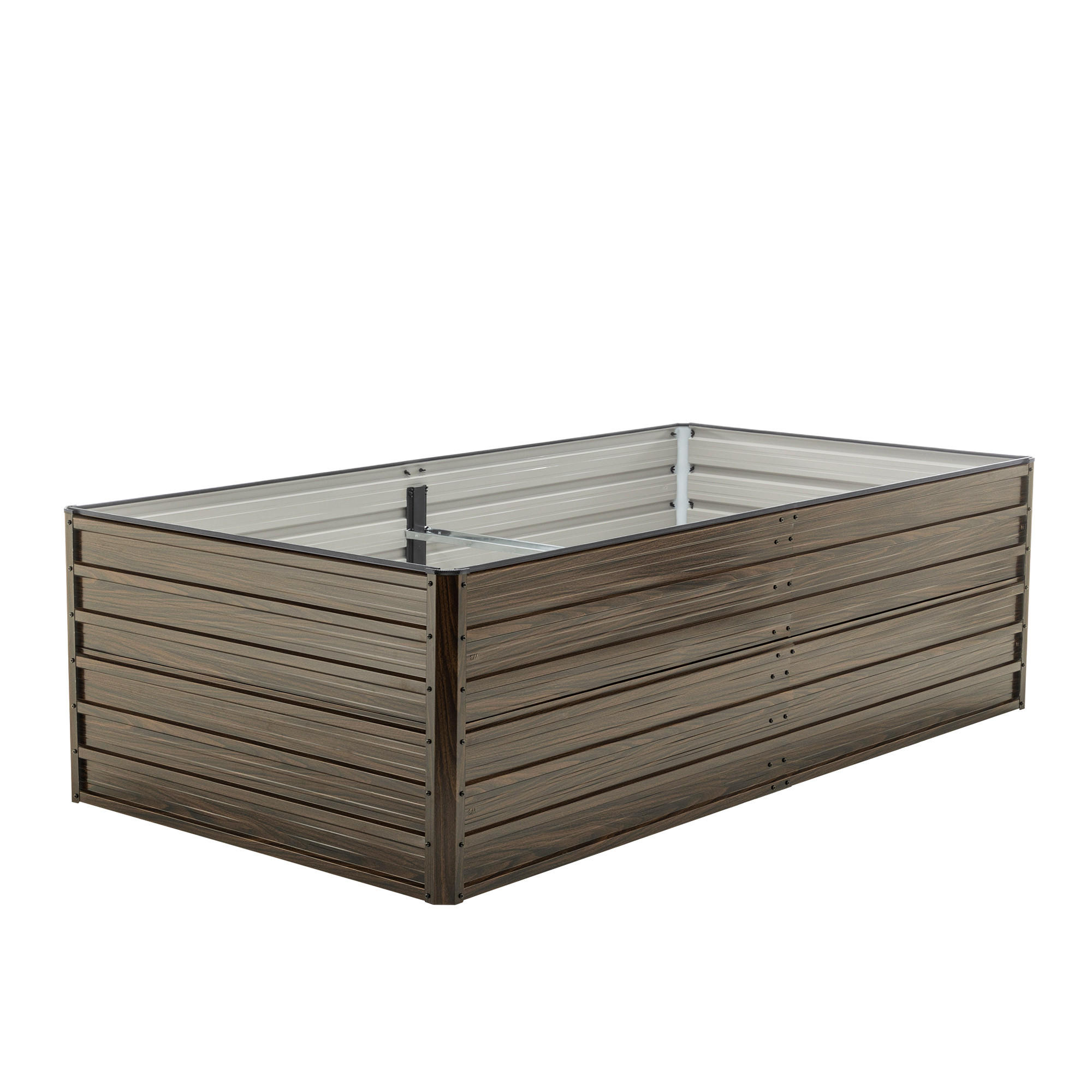 HOCHBEET 219/112/64 cm Holzmaserung mit Offene Basis - Naturfarben, Metall (112/64/219cm) - Oxeza