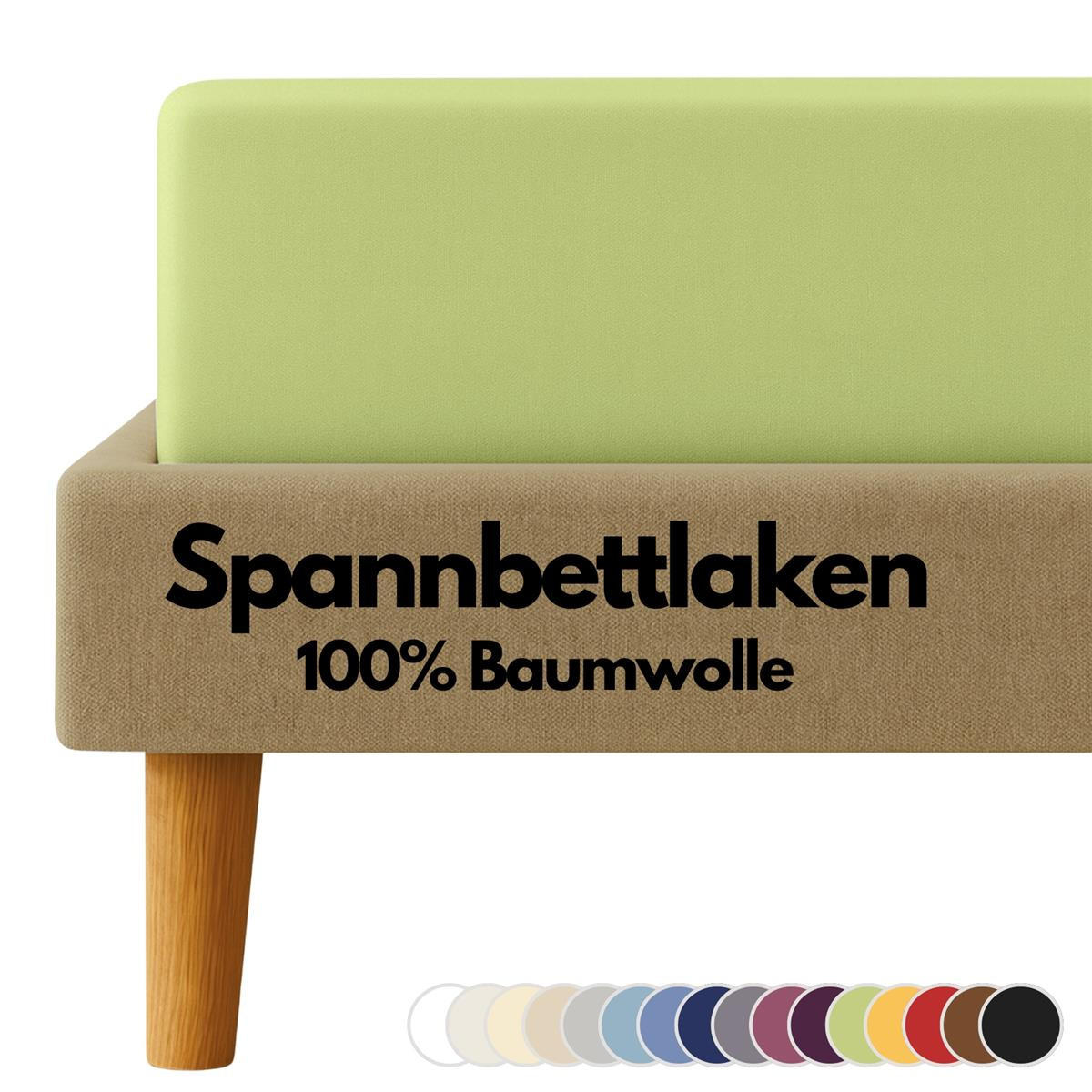 JERSEY-SPANNBETTLAKEN 180x200 - 200x200 cm, Bettlaken aus 100% Baumwolle mit Rundum-Gummizug, Spannbetttuch Grün - Grün, Textil (200/200cm) - Carpe Sonno