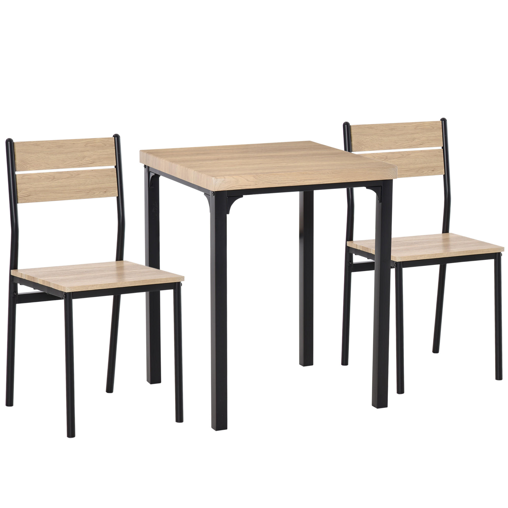 ESSGRUPPE, MDF, Metall, Natur - Schwarz/Naturfarben, Holzwerkstoff/Metall (60/76/60cm) - HOMCOM
