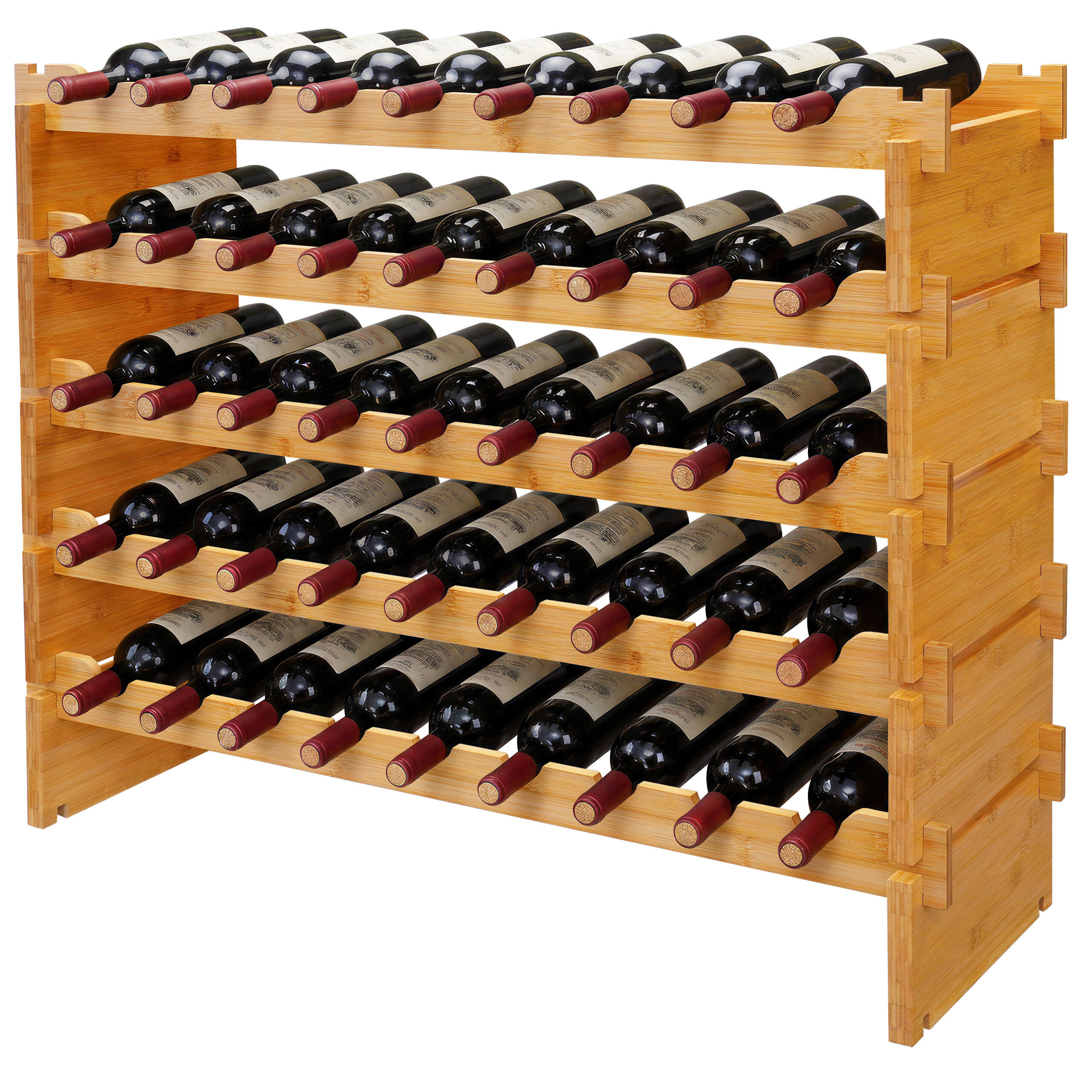 RAFT PENTRU VIN Natural bambus stivuibil 45 sticle