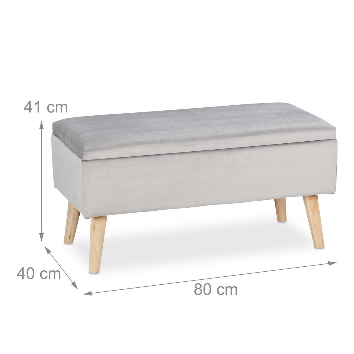 SITZBANK - Grau, Holz/Holzwerkstoff (80/41/40cm) - Relaxdays