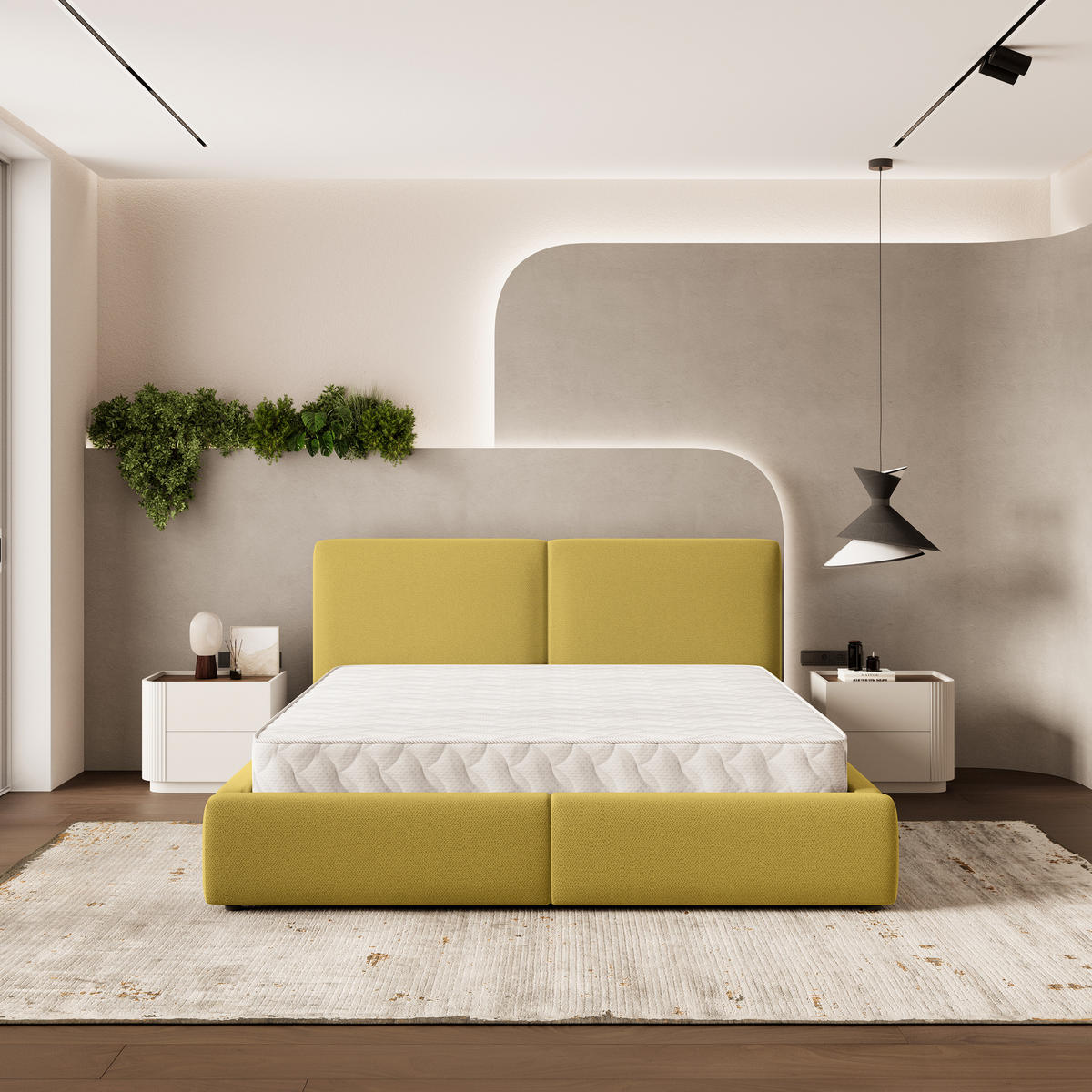 ČALOUNĚNÁ Postel FELURO 160x200 cm Žlutá - žlutá, kompozitní dřevo/textil (160/200cm) - MASSENO