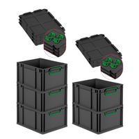 EUROBOX 5x NextGen Color mit Auflagedeckel 22x30x40 cm 20 Liter Schwarz Griffe grün zu - Schwarz/Grün, Kunststoff (30/22/40cm) - PROREGAL