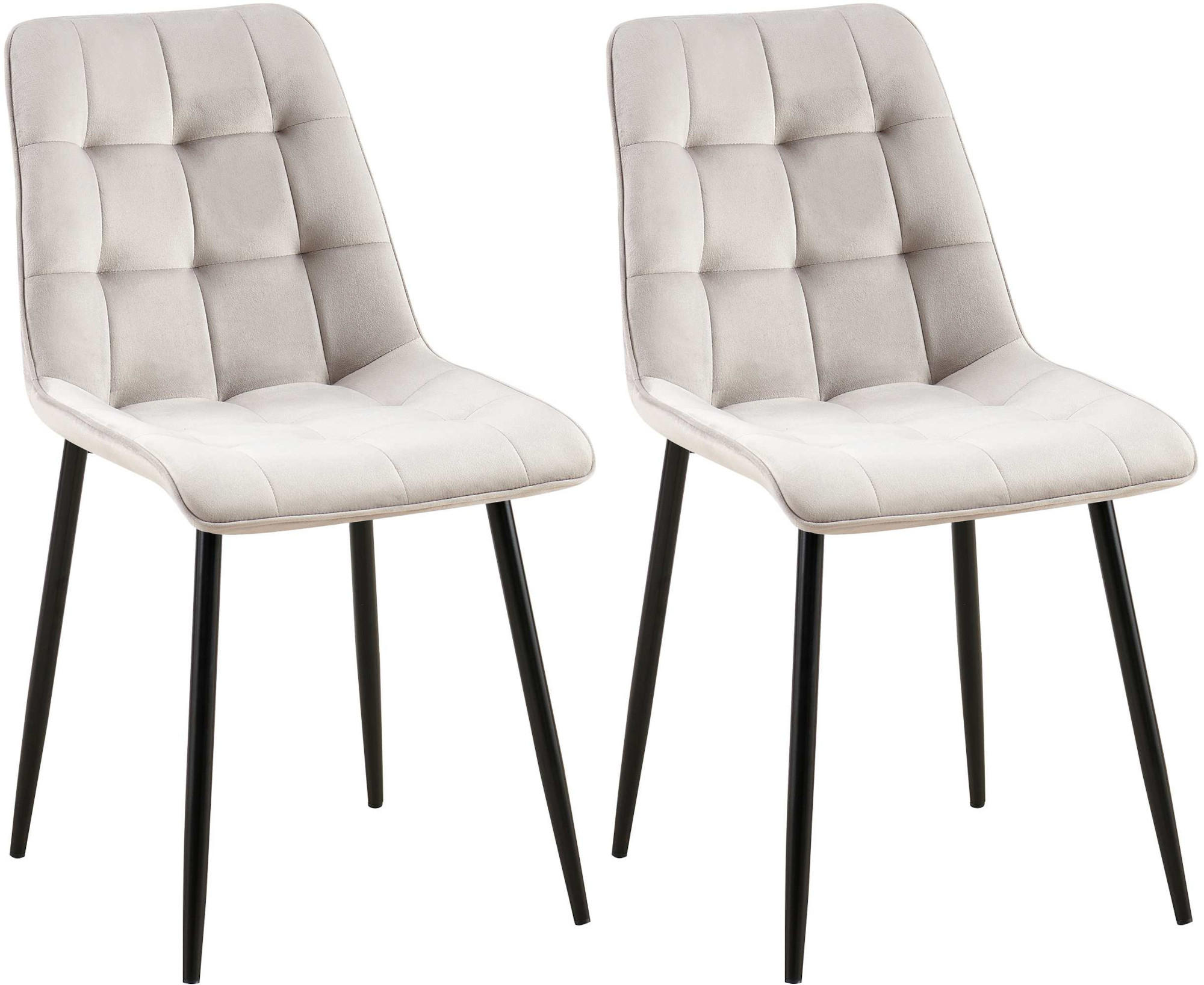 STUHL 2er Set Samt Grau - Schwarz/Grau, Textil/Metall (47/89/61cm) - CLP