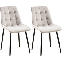 STUHL 2er Set Samt Grau - Schwarz/Grau, Textil/Metall (47/89/61cm) - CLP
