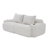2-SITZER 200/99/80 cm Beige aus Cord mit Cupholder - Beige, Textil (99/80/200cm) - OKWISH