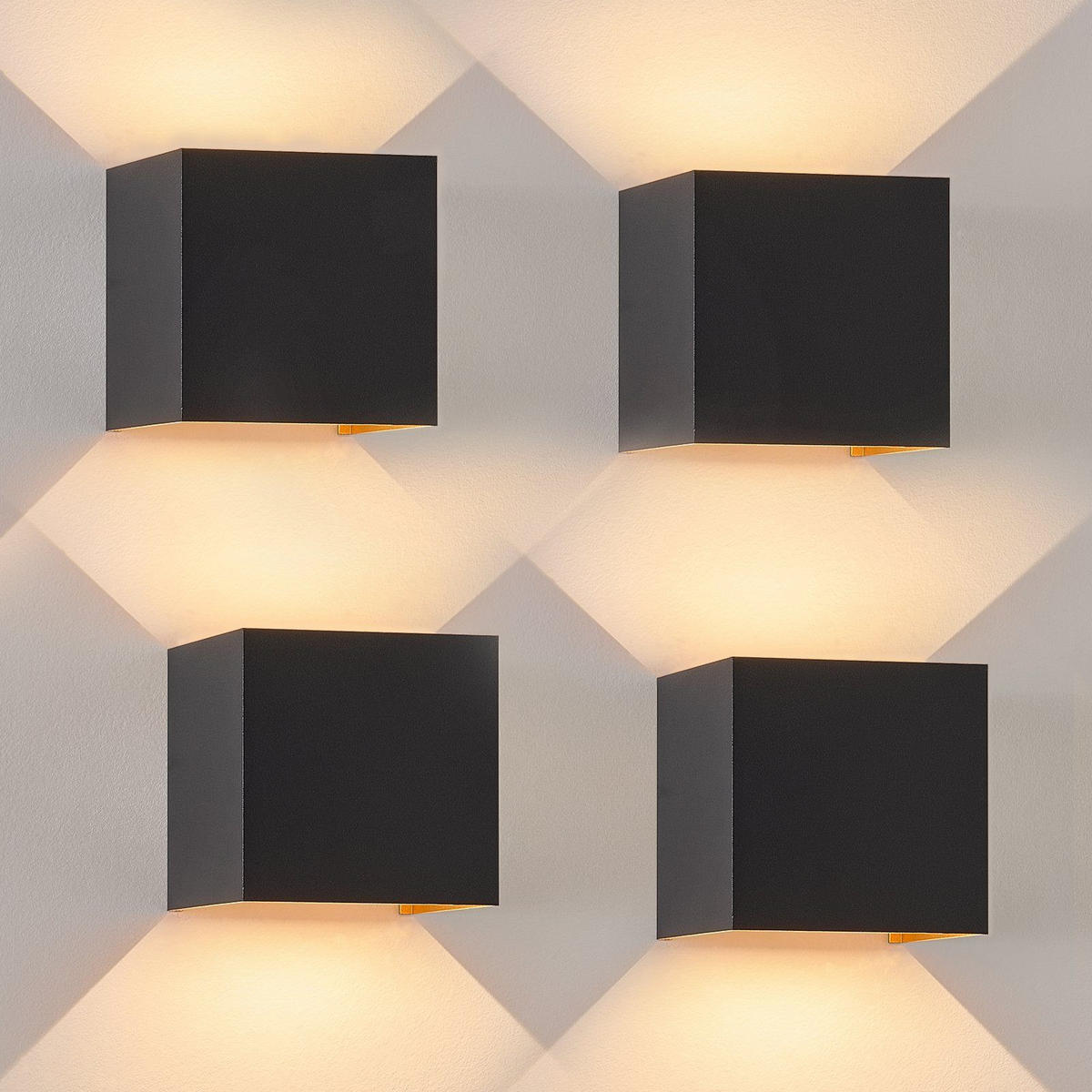 LED WANDLEUCHTE Inspiration 4er-Set - Schwarz, Metall (10/10/10cm) - Nettlife