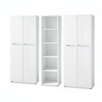 BÜRO-SET MUENCHEN 3-teilig weiß | 240cm breit Glasfront | 2 Schrank Abschließbar & Regal - Weiß, Holzwerkstoff/Metall (240/196/37cm) - KADIMA DESIGN