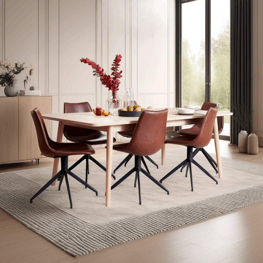 STUHL-SET 2 Stück in Kunstleder - Schwarz/Braun, Textil/Metall (48/85/57cm) - Furnhouse