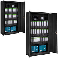AKTENSCHRANK 2er Set ,180 x 90 x 40 cm,schwarz - Schwarz, Metall (90/180/40cm) - tectake