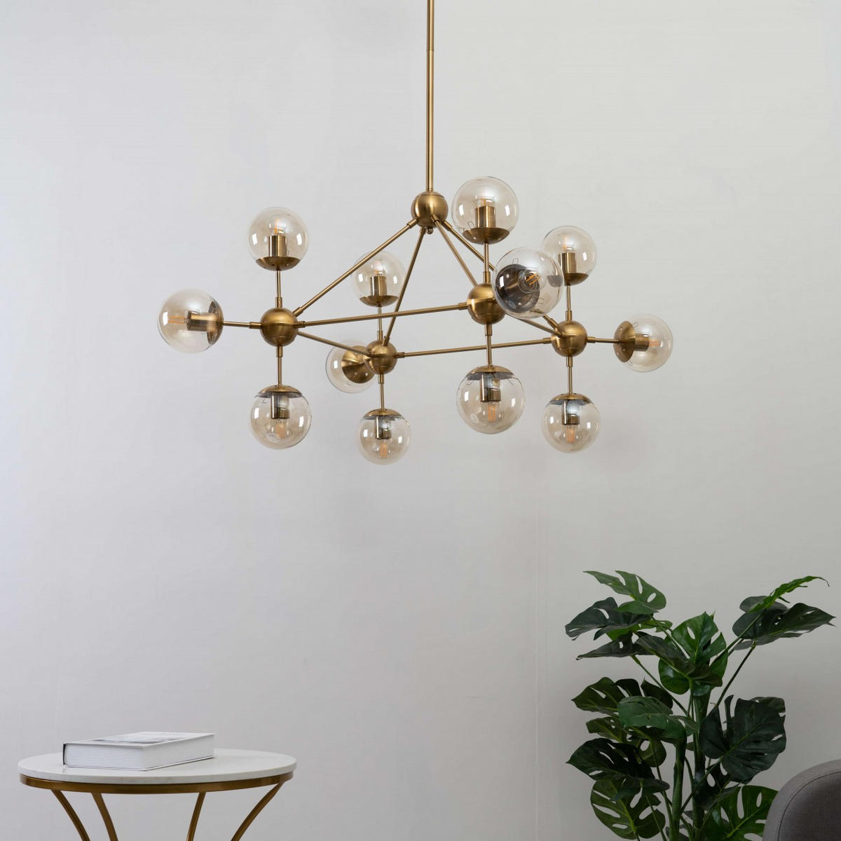 HÄNGELEUCHTE Carolyn, Gold / Messing, 105cm - Goldfarben, Glas (105/105/85cm) - KOSILUM