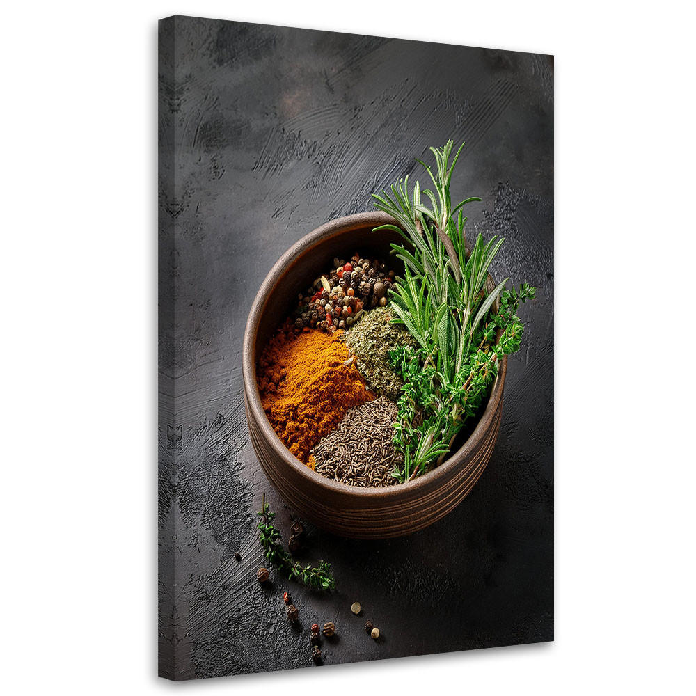 WANDBILD küchengewürze kräuter - Grau, Textil (40/60cm) - Feeby