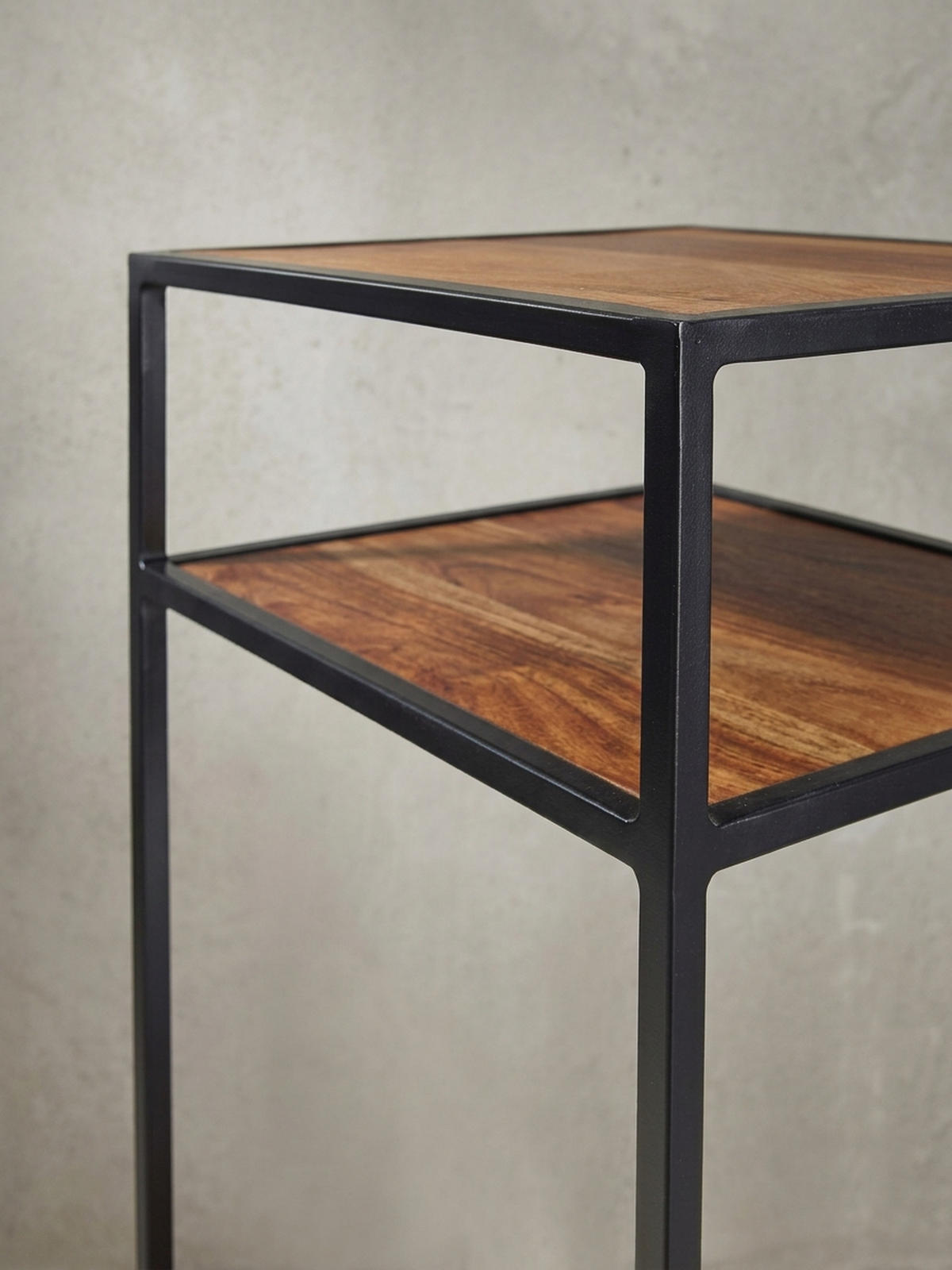 NACHTTISCH – Massivholz, 40x50x35 cm, 3 Ablagen, Industrial-Stil - Schwarz/Braun, Holz/Metall (40/50/35cm) - KADIMA DESIGN