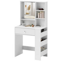 SCHMINKTISCH Kosmetiktisch mit Spiegel, Weiß - Weiß, Holzwerkstoff (70/137/40cm) - HOMCOM