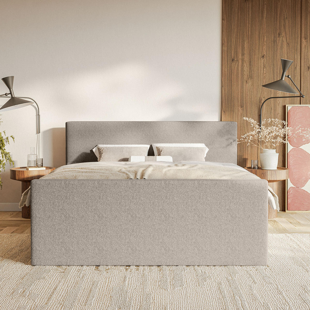 BOXSPRINGBETT VELIPOJA EASY CLEAN 140x200 cm, Taupe - Taupe, Textil (140/200cm) - Fedve