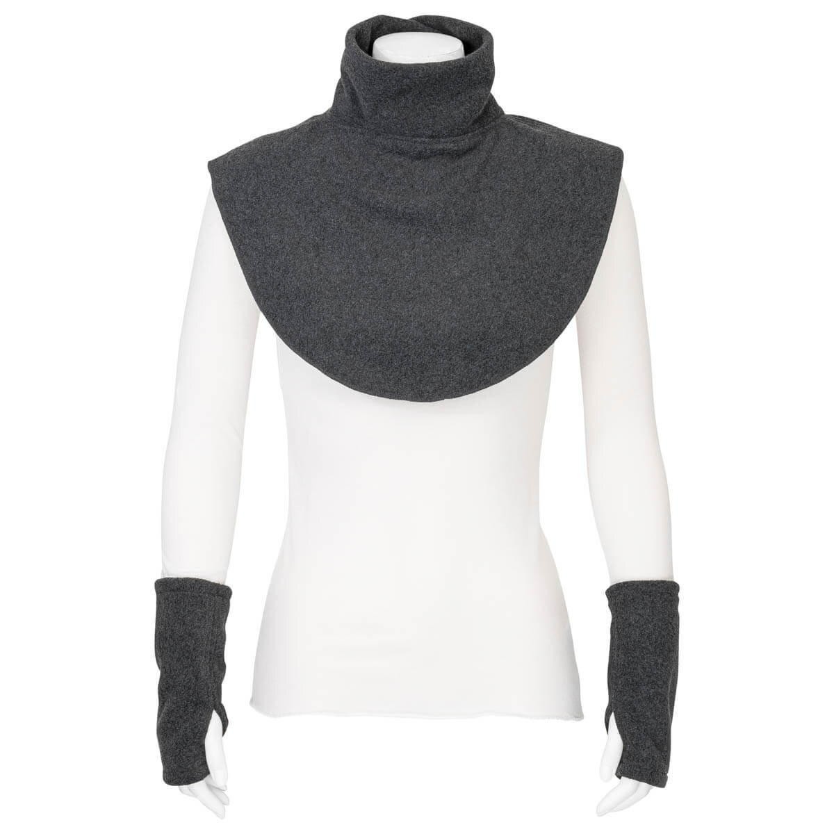 TRAGEZUBEHÖR Fleece Schalkragen und Stulpen - Anthrazit, Textil (1/0.5/30cm) - Hoppediz