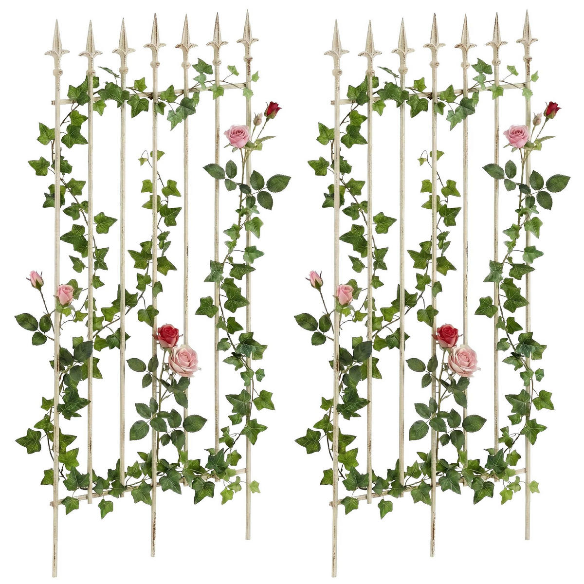 RANKGITTER 2er Set Metall Antik-Creme - Creme, Metall (50/100/0.7cm) - CLP