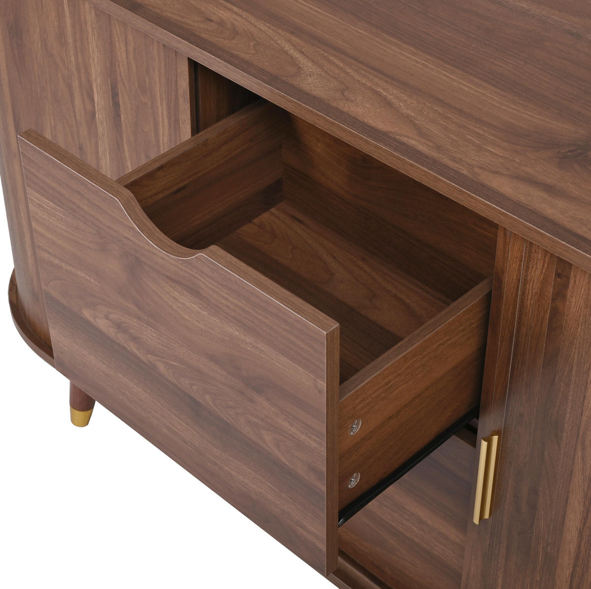 KOMMODE aus MDF 140x40x79,5cm in Nussbaum mit Schubladen - Nussbaumfarben, Holzwerkstoff (140/79.5/40cm) - Modfu