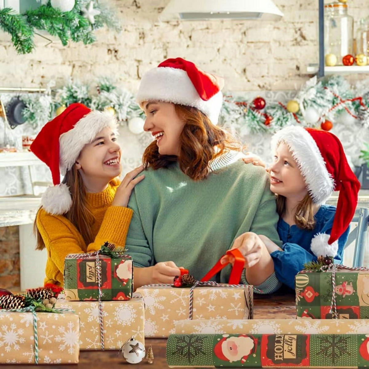 GESCHENKPAPIER 2-teiliges Set 43 cm x 15 m Weihnachten Kraftpapier - Multicolor, Papier (8/4/43cm)