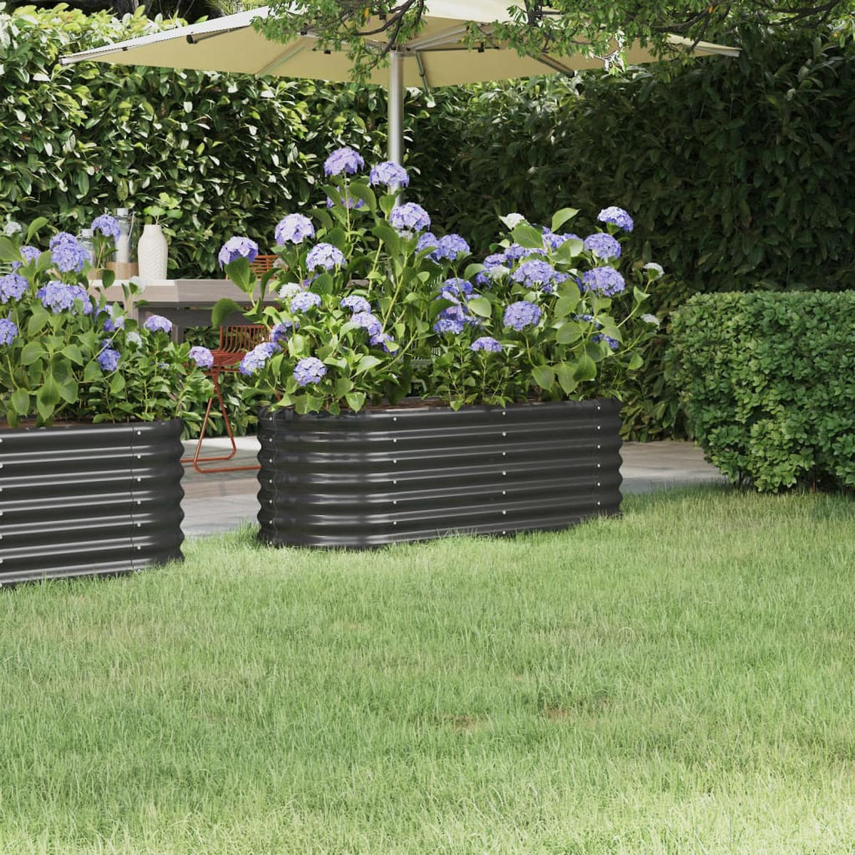 HOCHBEET Verzinkter Stahl 114x40x36 cm Anthrazit - Anthrazit, Metall (114/36/40cm) - furnicato