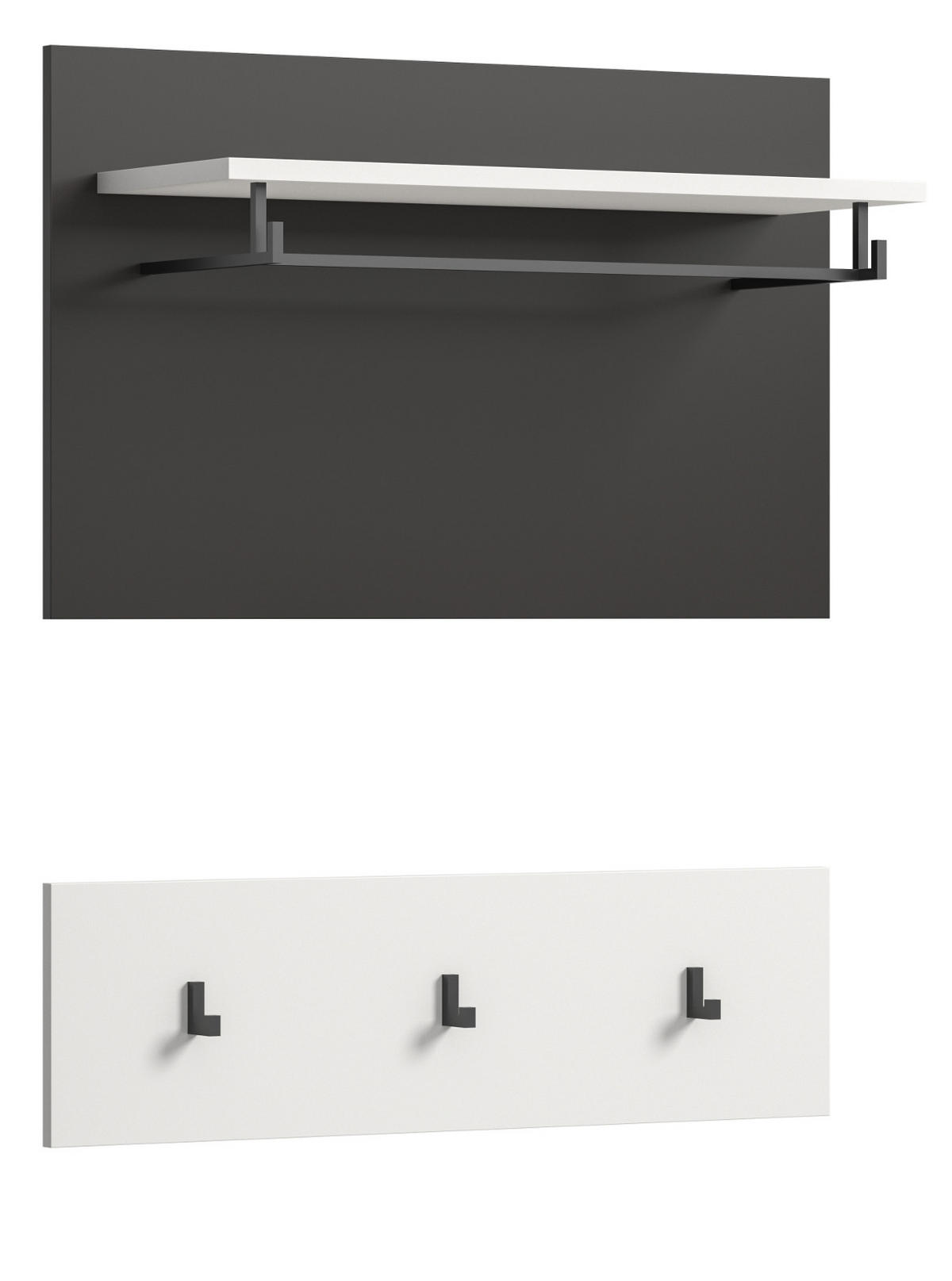 GARDEROBENPANEEL in weiß, grau Set 2-teilig, Flurgarderobe 80 cm, Cooper - Weiß/Grau, Holzwerkstoff/Metall (80/73/27cm) - Inn.Furn