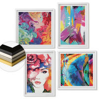 WANDBILDER 4er-Set - 50x50 cm & 40x60 cm Weißer Rahmen - Farbenfrohes abstraktes Porträt - Weiß, Kunststoff (50/50cm) - ArtPrintCave