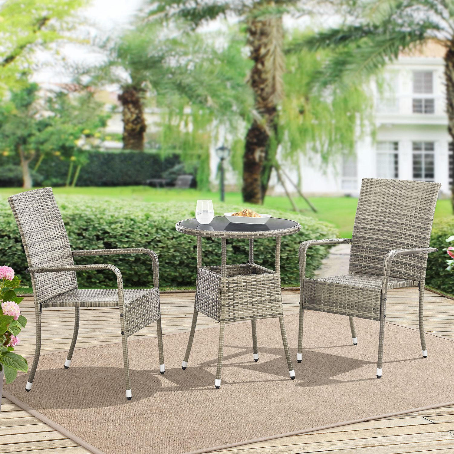 GARTENTISCH Yoro grau 60 cm - Grau, Kunststoff (60/60/73cm) - Juskys