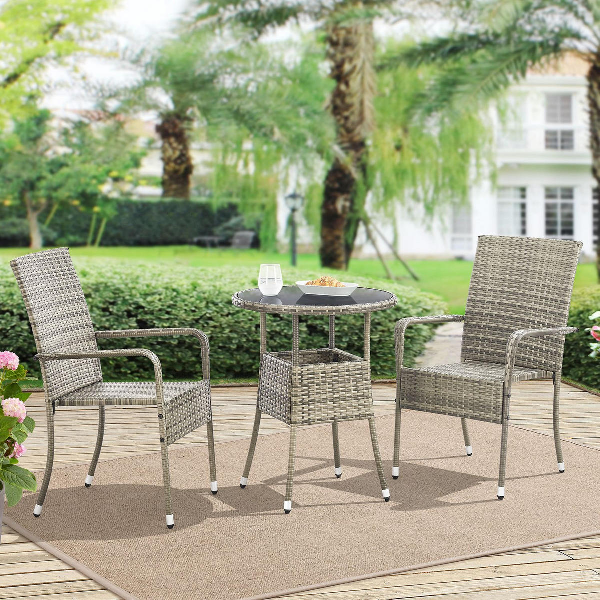 GARTENTISCH Yoro grau 60 cm - Grau, Kunststoff (60/60/73cm) - Juskys