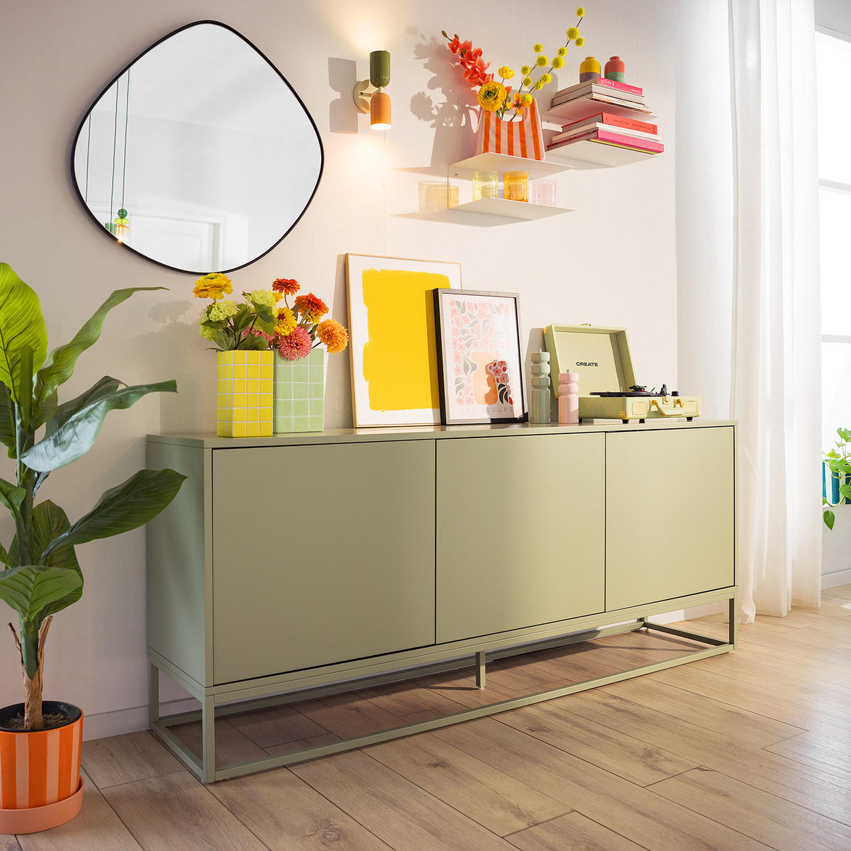 SIDEBOARD - Salbeigrün, Holzwerkstoff/Metall (180/76/40cm) - home24